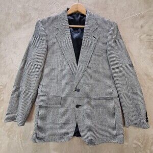 Vintage Evan Picone Sport Coat Mens 40 Gray Tweed Check Single Vent 2 Btn USA
